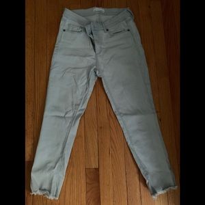 Light denim modern skinny frayed jeans